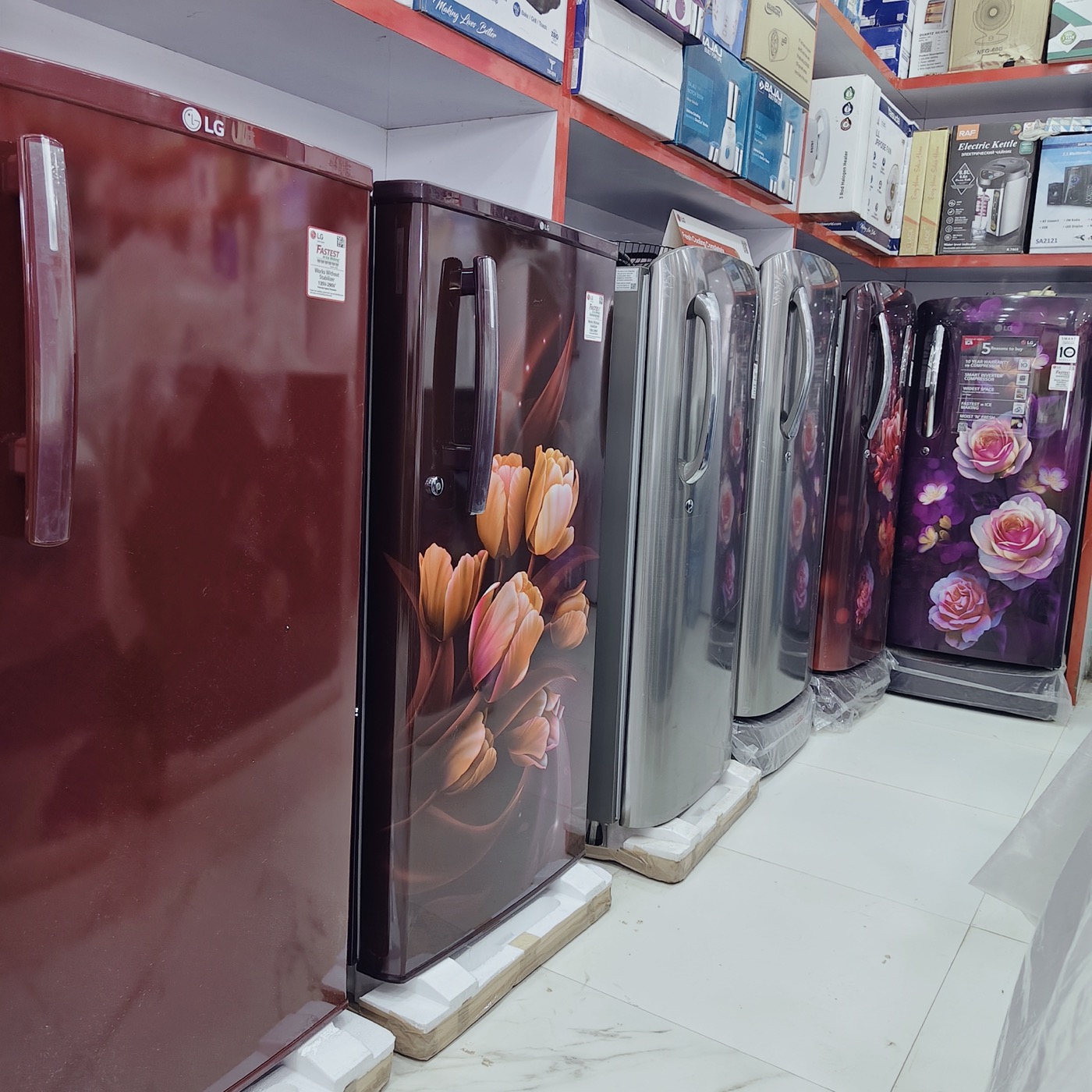 Row of LG refrigerators
